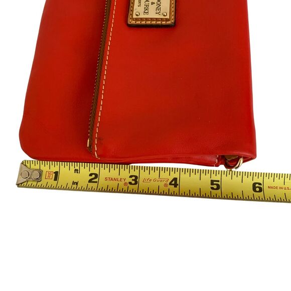 Dooney & Bourke Red Leather Crossbody Fold-Over Clutch Purse Tassel Strap - Picture 13 of 13
